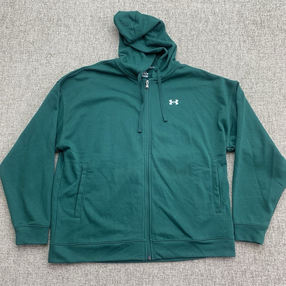 Under Armour Mens Sz M‎ Full Zip Jacket Green Hooded Activewear